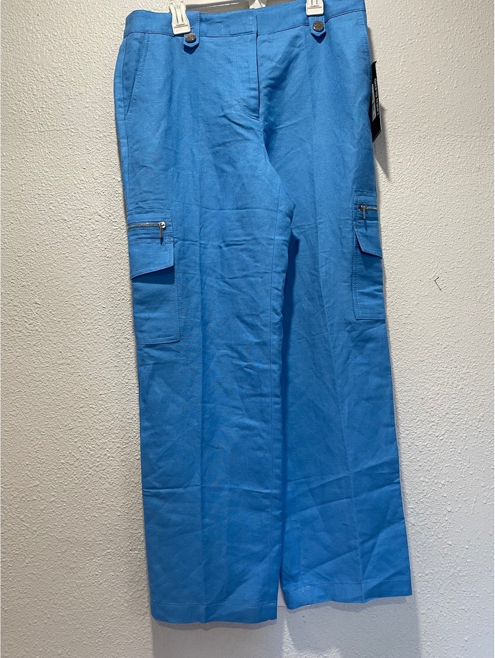 Karl Lagerfeld Paris Petite Linen Blend Blue Pants